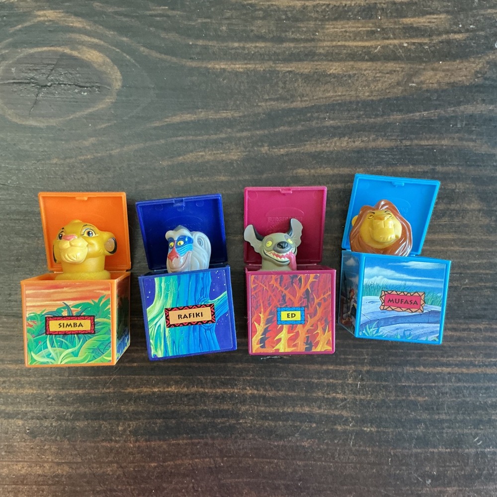Vintage 1994 Burger King Disney Lion King Finger Puppet Cubes Simba Mufasa Set 4
